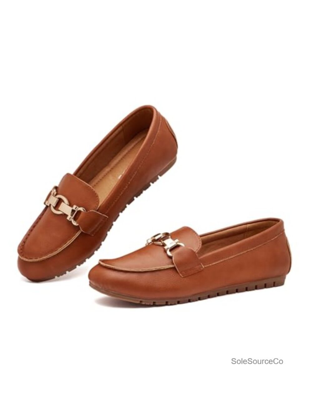 Women's Wide Comfort Work Loafers Faux Leather Memory Foam Slip On Flats